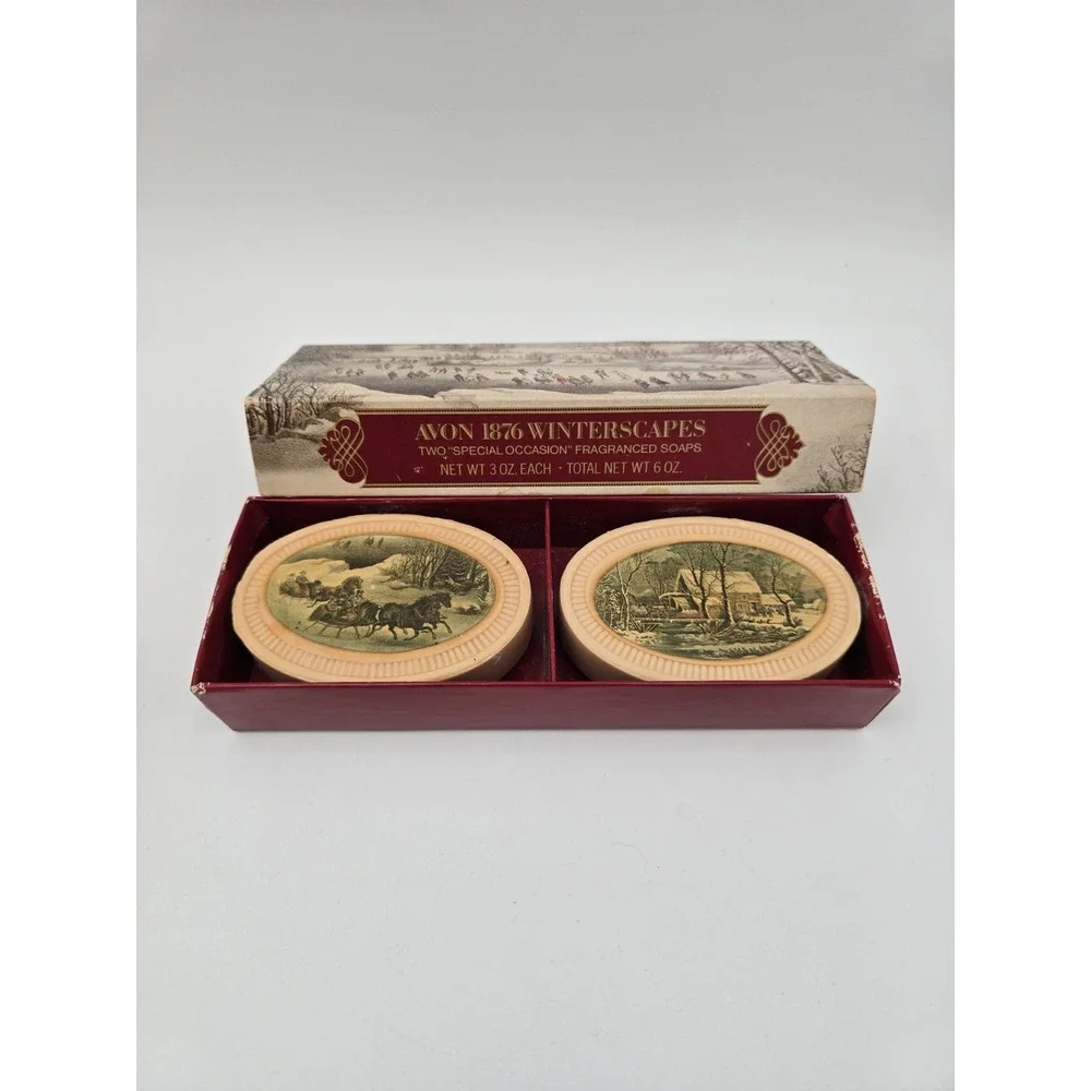 4 Vtg Avon Holiday Guest Soap Bayberry Wreath Winterscapes Country Christmas‎